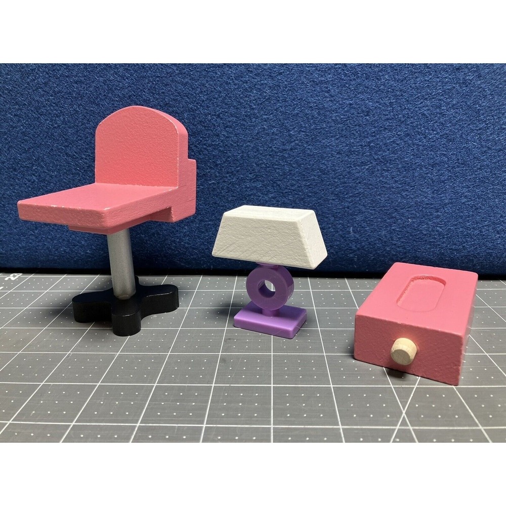 KidKraft Shimmer Mansion Wooden Office Pink Chair Purple Lamp Misc Piece